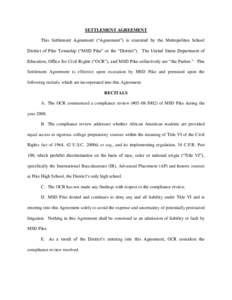 Settle Agreement Metropolitan School District of Pike Township (IN) (PDF)