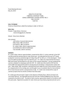 Financial Oversight Panel Venice Community School District No. 3 Minutes of the May 26, 2010 Meeting