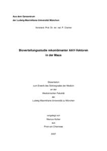 Bioverteilungsstudie rekombinanter AAV-Vektoren in der Maus