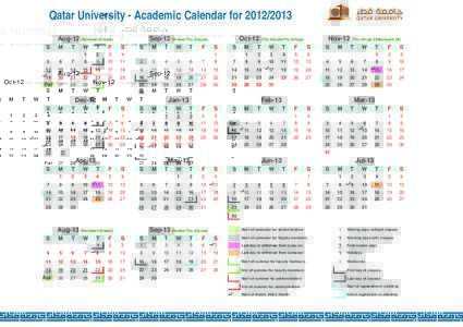 Qatar University - Academic Calendar for[removed]Aug-12 (Ramadan/Shawal) S M