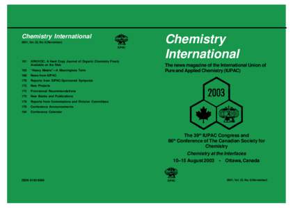 Chemistry International 2001, Vol. 23, No. 6 (November) IUPAC 161