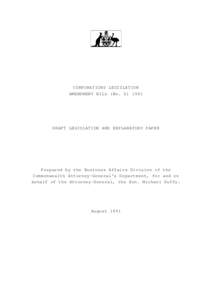 Corporations Legislation Amendment Bill   (No[removed]Draft Legislation and Explanatory Paper