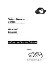 Status of Women Canada[removed]ESTIMATES