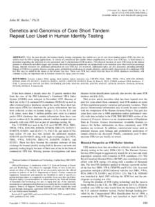 J Forensic Sci, March 2006, Vol. 51, No. 2 doi:[removed]j[removed]00046.x Available online at: www.blackwell-synergy.com John M. Butler,1 Ph.D.