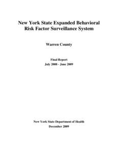 New York State Expanded Behavioral Risk Factor Surveillance System Final Report July 2008-June 2009 for Warren County