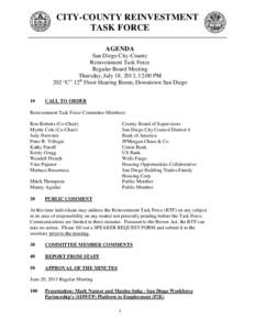 CITY-COUNTY REINVESTMENT TASK FORCE AGENDA San Diego City-County Reinvestment Task Force Regular Board Meeting