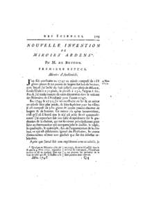 Nouvelle invention de miroirs ardents - Mémoire de Buffon - En 1748, imprimé en 1752