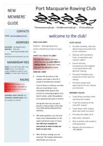 Port Macquarie Rowing Club  NEW MEMBERS’ GUIDE