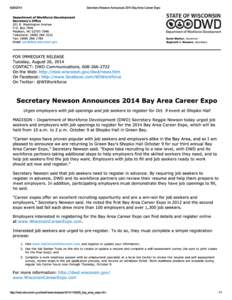 Secretary Newson Announc...14 Bay Area Career Expo