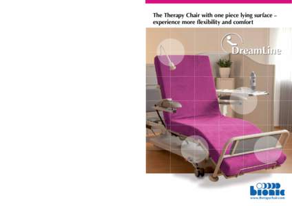 The Therapy Chair with one piece lying surface – 	 experience more flexibility and comfort Accessories for individual requirements  The separately removable armrests with