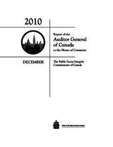 2010 Report of the Auditor General of Canada to the House of Commons