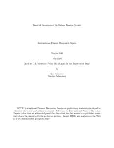 Board of Governors of the Federal Reserve System  International Finance Discussion Papers Number 860 May 2006