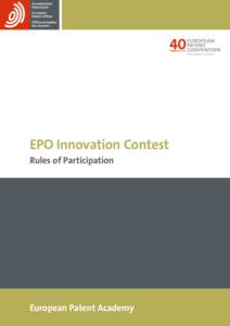 EPO Innovation Contest Rules of Participation European Patent Academy  Rules of Participation