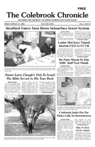 FREE  The Colebrook Chronicle COVERING THE TOWNS OF THE UPPER CONNECTICUT RIVER VALLEY  FRIDAY, MARCH 31, 2006