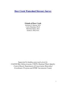 Deer Creek Watershed Mercury Survey