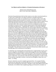 Sex Objects and Sexy Subjects: A Feminist Reclamation of Sexiness    Sheila Lintott, Bucknell University  Sherri Irvin, University of Oklahoma     