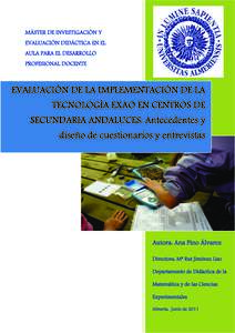 MÁSTER DE INVESTIGACIÓN Y EVALUACIÓN DIDÁCTICA EN EL AULA PARA EL DESARROLLO PROFESIONAL DOCENTE  EVALUACIÓN DE LA IMPLEMENTACIÓN DE LA