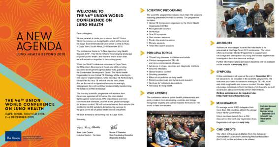 Welcome to the 46th Union World conference on lUng health  A NEW