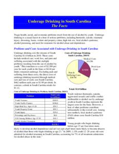 Underage Drinking in South Carolina The Facts Tragic health, social, and economic problems result from the use of alcohol by youth. Underage drinking is a causal factor in a host of serious problems, including homicide, 