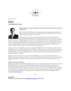 January 6, 2014  NEWS FOR IMMEDIATE RELEASE  “Hailey Business Leader Walt Denekas Elected to Fly Sun Valley Alliance Board