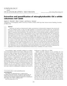 Angelos K. Hannides, Brian T. Glazer, Francis J. SansoneExtraction and quantification of microphytobenthic Chl a within calcareous reef sands. Limnology and Oceanography: Methods 12: