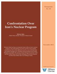 Viewpoints No. 44 Confrontation Over Iran’s Nuclear Program Michael Adler,