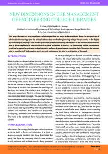 Volume No: 1(2014), Issue No: 6 (June)  ISSN No: NEW DIMENSIONS IN THE MANAGEMENT OF ENGINEERING COLLEGE LIBRARIES