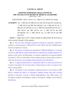 Federation of State Medical Boards / Substance dependence / Medical prescription / Pain management / Physician assistant / Medical necessity / Methadone / Medical record / Medicine / Pain / Drug rehabilitation