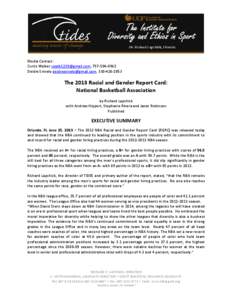 Media Contact: Curtis Walker [removed], [removed]Deidre Snively [removed], [removed]The 2013 Racial and Gender Report Card: National Basketball Association