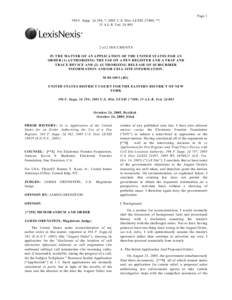 PageF. Supp. 2d 294, *; 2005 U.S. Dist. LEXIS 27480, **; 15 A.L.R. Fed. 2dof 2 DOCUMENTS IN THE M ATTER OF AN APPLICATION OF THE UNITED STATES FOR AN