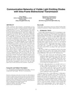 Communication Networks of Visible Light Emitting Diodes with Intra-Frame Bidirectional Transmission Qing Wang Domenico Giustiniano