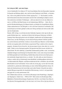 Der Lehrpreis 2009 – und seine Folgen Als der Schriftsteller Uwe Johnson 1971 den Georg Büchner-Preis der Darmstädter Akademie für Sprache und Dichtung erhielt, sah er sich mit seiner Dankrede in der Pflicht, „zu 