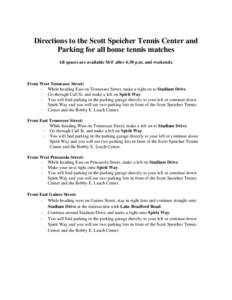 Microsoft Word - Parking for all home tennis matches.doc