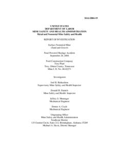 Report of Investigation - Surface Nonmetal Mine (Sand and Gravel) Fatal Powered Haulage Accident - September 28, 2004