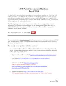 2015 Partial Government Shutdown Layoff FAQ