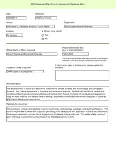 IUPUI Graduate Office Form for Creation of A Graduate Minor  Date Institution