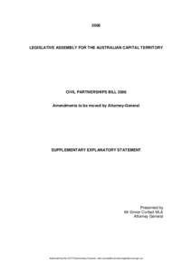 2008  LEGISLATIVE ASSEMBLY FOR THE AUSTRALIAN CAPITAL TERRITORY CIVIL PARTNERSHIPS BILL 2006