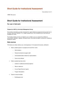 Microsoft Word - IDRC Short Guide for Institutional Assessment.doc