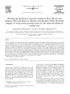 ARTICLE IN PRESS  Journal of Theoretical Biology–301 www.elsevier.com/locate/yjtbi  Revising the distributive networks models of West, Brown and