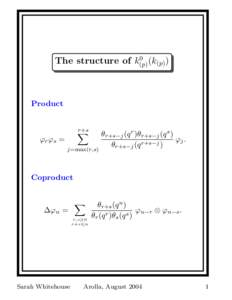 0 (k(p) ) The structure of k(p) Product