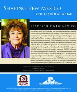 Shaping New Mexico one leader at a time  L e a der ship ne w m e x ico