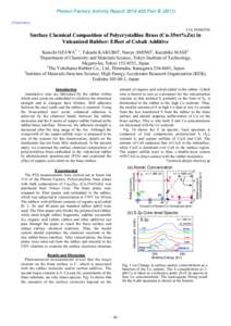 Photon Factory Activity Report 2010 #28 Part BChemistry 13A/2010G550 Surface Chemical Composition of Polycrystalline Brass (Cu-35wt%Zn) in Vulcanized Rubber: Effect of Cobalt Additive