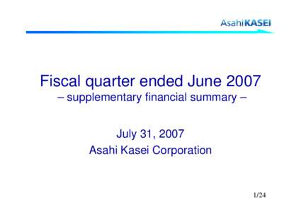 Fiscal quarter ended June 2006  ? supplementary financial summary ?