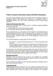 Rosewood / Dalbergia nigra / European Union / International relations / Environment / Export / Value added tax / Import / Politics / International trade / Federal Agency for Nature Conservation / CITES