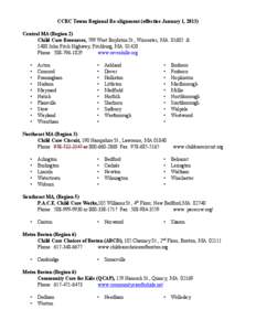 Realignment of CCRC towns by region[removed]