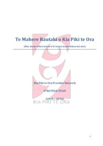 Kia Piki Te Ora Draft Strategic Plan