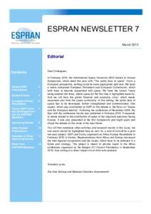 ESPRAN NEWSLETTER 7 March 2010 Editorial  Dear Colleagues,