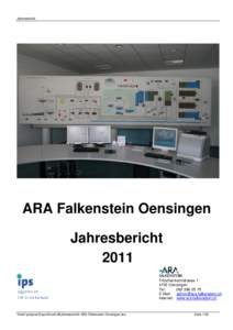 Jahresbericht  ARA Falkenstein Oensingen Jahresbericht 2011 Fröschenlochstrasse 1