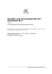 New South Wales  Rockdale Local Environmental Plan[removed]Amendment No 7) under the