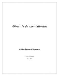 Démarche de soins infirmiers  Collège Édouard-Montpetit Version Gériatrique Hiver 2010